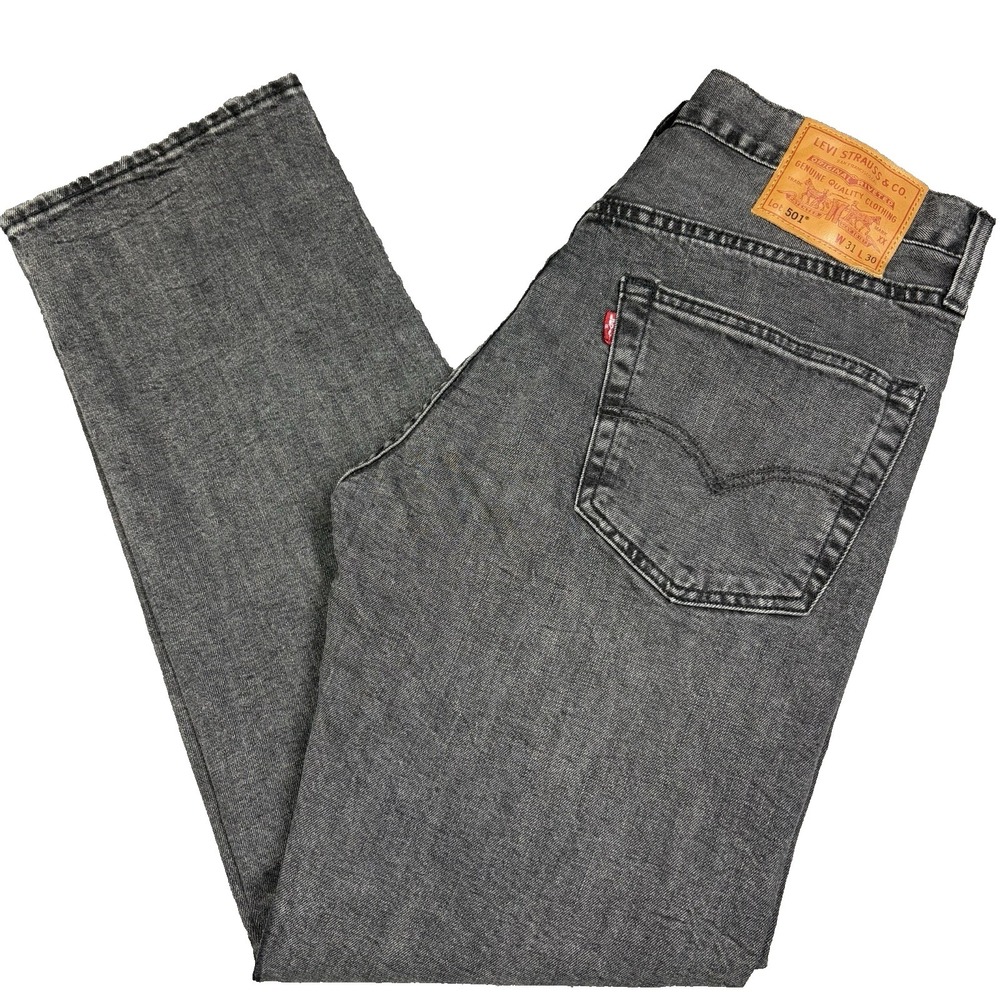 Levis 501 Straight Premium Jeans Mens 31x29 Parrish Gray Retro Big E Stretch